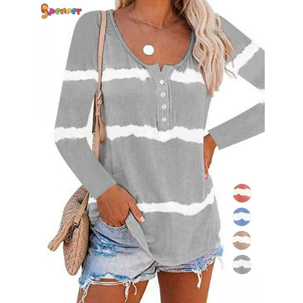 Womens Long Sleeve Shirts Fall Heart Shape Tie Dye Tops Casual Loose Pullover Crewneck Tunic Tops Plus Size.S-5XL
